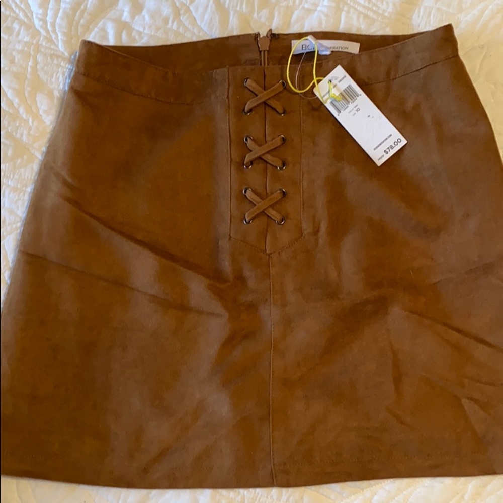 BCBGeneration Faux Suede Tan Mini Skirt. ✨NWT✨
